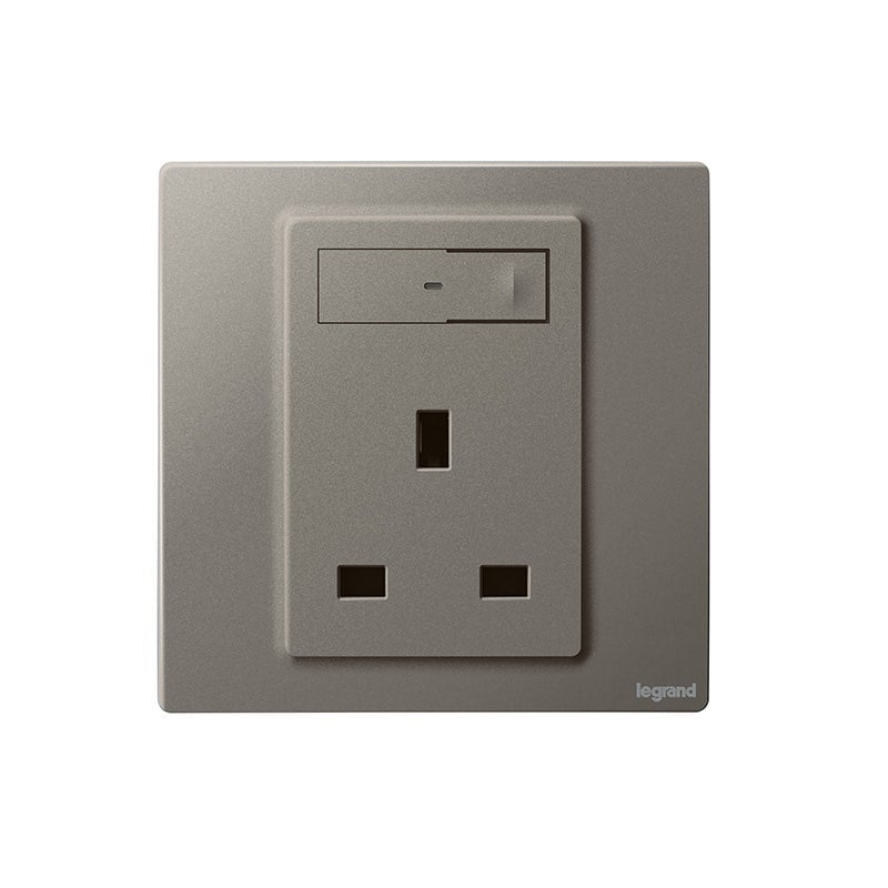 LEGRAND - Single Pole Socket Outlet Mallia Senses, BS, Switched, 13A 240V, 1 Gang, Dark Silver - 2