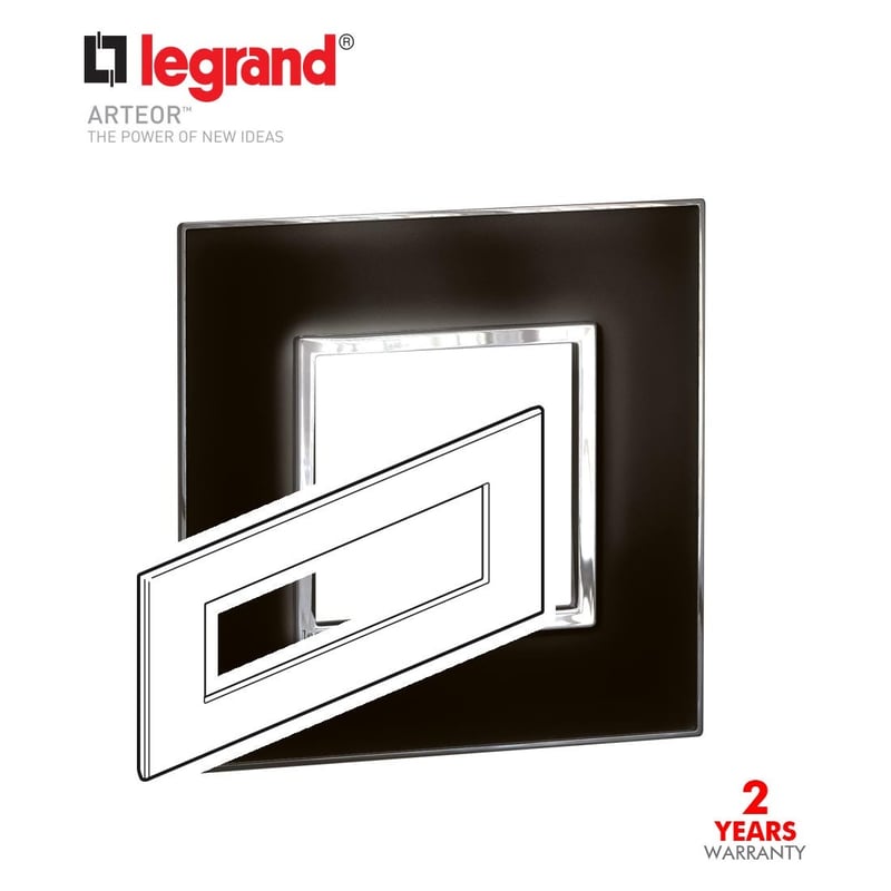 LEGRAND - Plate 8Mod w/ Support Frame BS, Mirror Black Arteor - 2