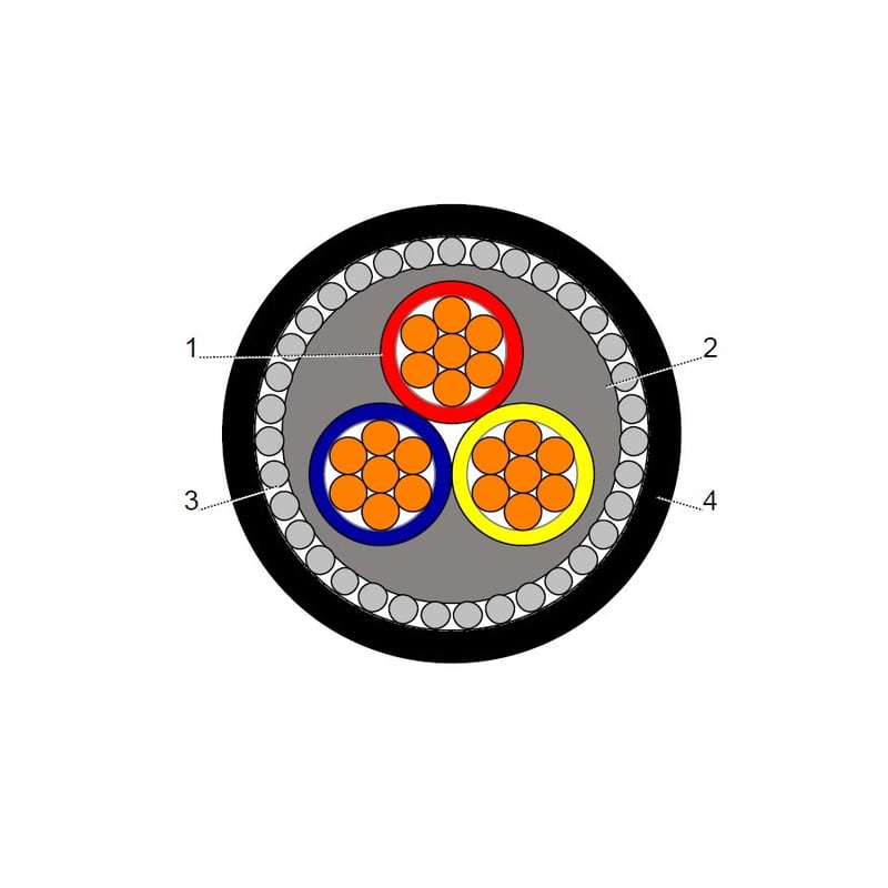 بحرة - كيبل XLPE نحاس - 3 خطوط - مقاس 25 مم - مسلح - SWA - أسود - 600/1000 فولت - LS0H - 2