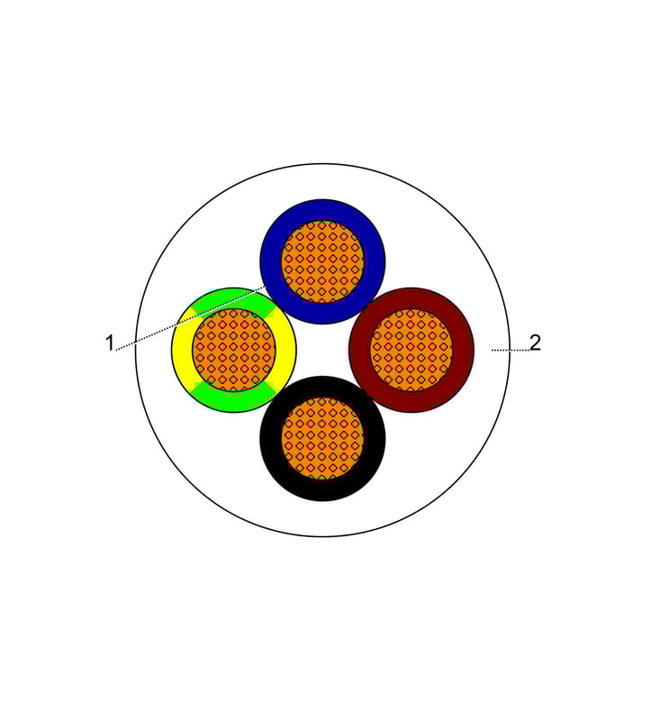 بحرة - سلك كهربائي نحاس مرن - المواصفات البريطانية - NYA - مقاس 6 مم - 4 خط - أبيض - 300/500 فولت - 91.44 متر - 4