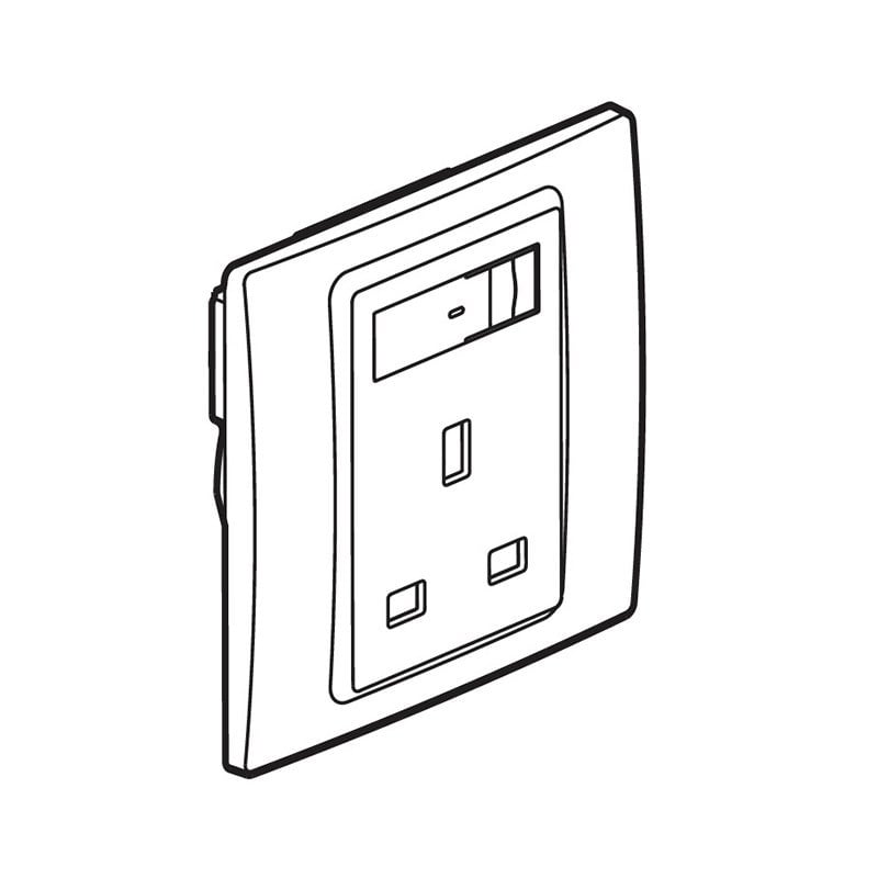 LEGRAND - Single Pole Socket Outlet Mallia Senses, BS, Switched, 13A 240V, 1 Gang, Matt Black - 2