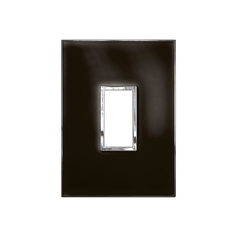 LEGRAND - Plate Arteor, Italian/US, 1 Module, Square, Vertical, 2"x4", Mirror Black - 2
