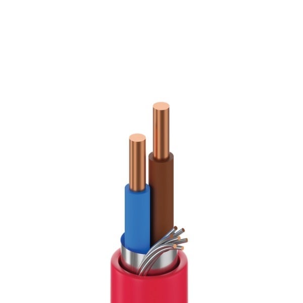 بلدن - كيبل إنذار حريق - 2 خط - مقاس 2.5 مم - 500 متر/اللفة - أحمر - SOLID, Fire Resistant & LSOH, Shielded - 2
