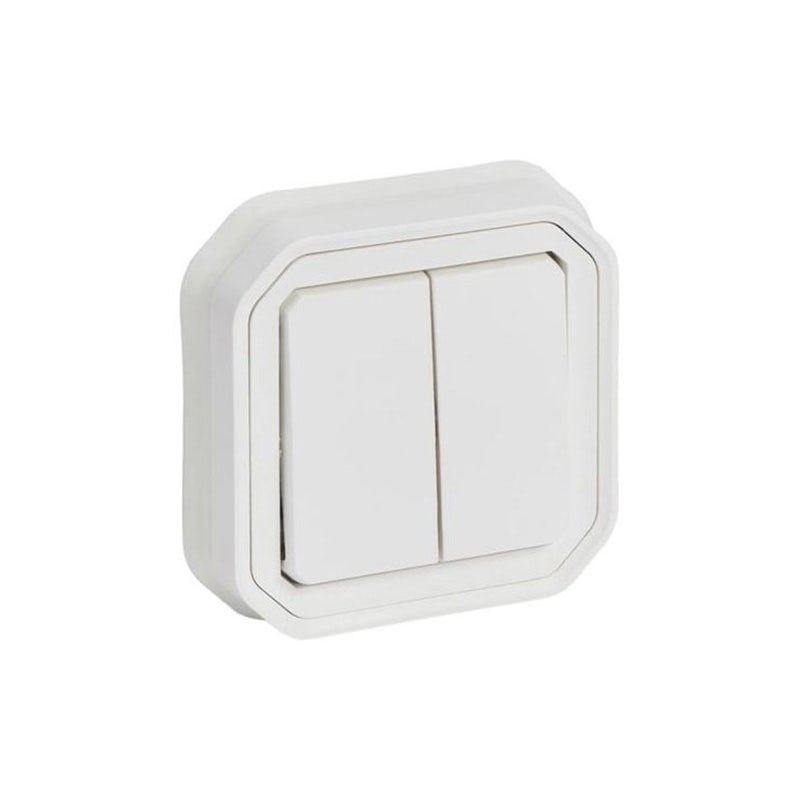 LEGRAND - Switch/Push-Button Plexo, IP55, 2 Gang, 2 Way, 10A, Flush Mounting, White - 3