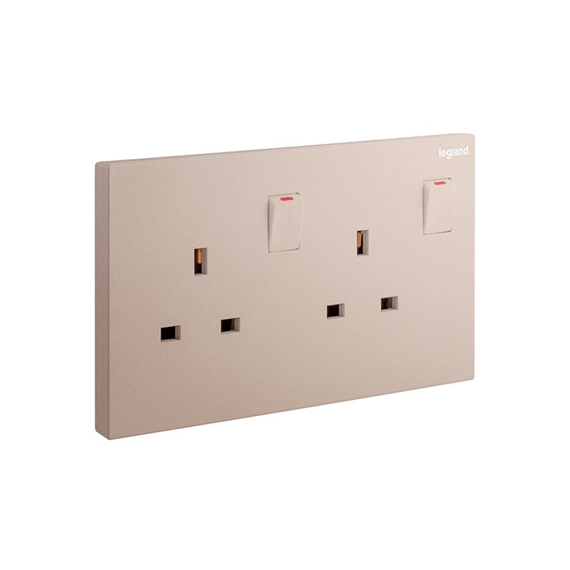 LEGRAND - Double Pole Socket Galion, BS, 2 Gang, Switched, 13A, 250V, Rose Gold - 2