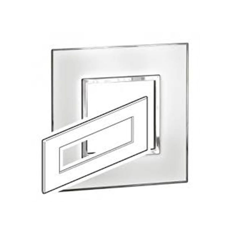 LEGRAND - Plate 8Mod w/ Support Frame BS, Mirror White Arteor - 2