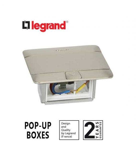 LEGRAND - Pop-Up Box to Be Equipped, 3 Modules, Brushed Stainless Steel Finish - 4