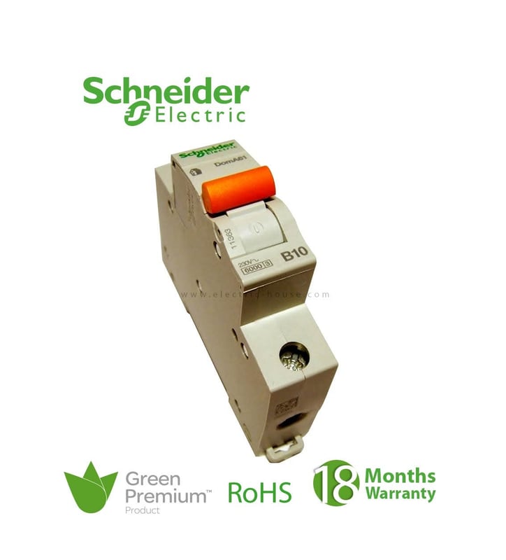 شنايدر - قاطع فرعي 1 خط - 10 أمبير - Domae, 1P, 10A, C Curve, 6000A - 3