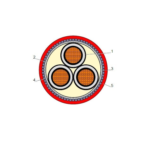 بحرة - كيبل XLPE نحاس - 3 خطوط - مقاس 300 مم - مسلح SWA - جهد متوسط 15KV - 2