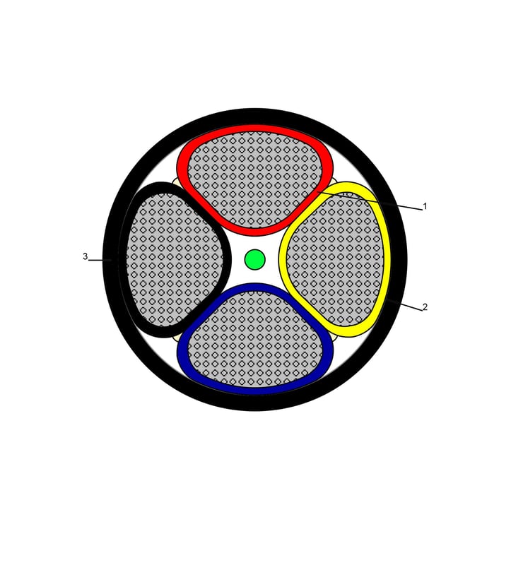 BAHRA CABLES - Power Cable Low Voltage, XLPE Aluminum, 4x300mm, 600/1000V, Black - SM IEC 60502-1 - 3