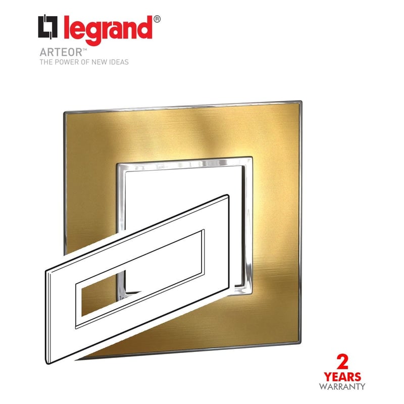 LEGRAND - Plate 8Mod w/ Support Frame BS, Gold Brass Arteor - 2