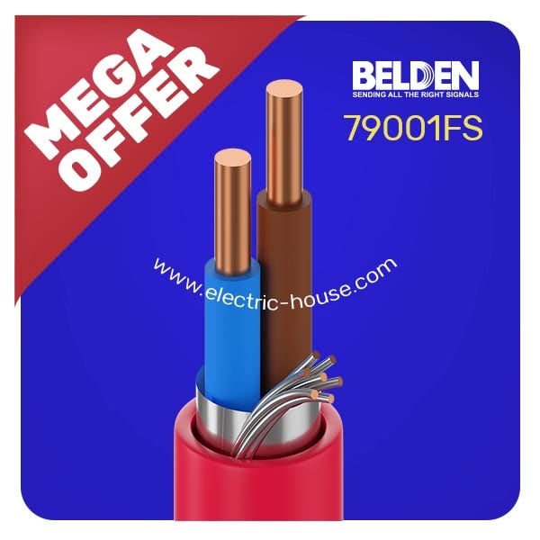 بلدن - كيبل إنذار حريق - خطين - مقاس 1.5 مم - اللفة 500 متر - لون أحمر - SHIELDED, DRAIN WIRE - 3