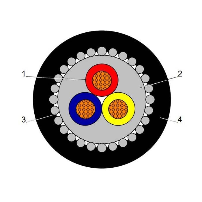 بحرة - كيبل XLPE نحاس - 3 خط - مقاس 2.5 مم - مسلح SWA - أسود - 600/1000 فولت - 2