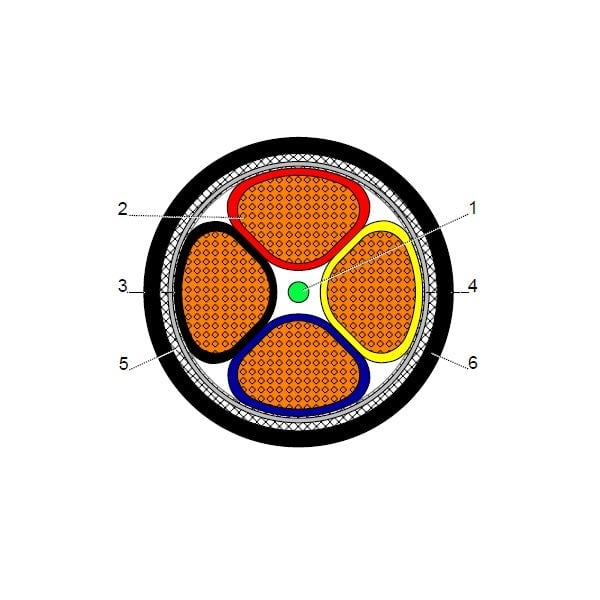 بحرة - كيبل XLPE نحاس - 4 خطوط - مقاس 120 مم - مسلح STA - أسود - 600/1000 فولت - 2