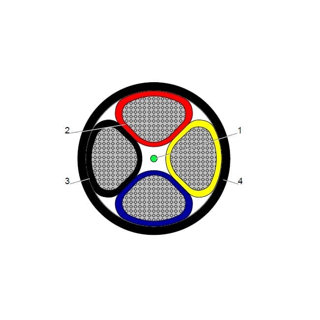 BAHRA CABLES - Power Cable Low Voltage, XLPE Aluminium, 4x35mm, 600/1000V, Black - SM IEC 60502-1 FR-IEC 60332-1 - 2