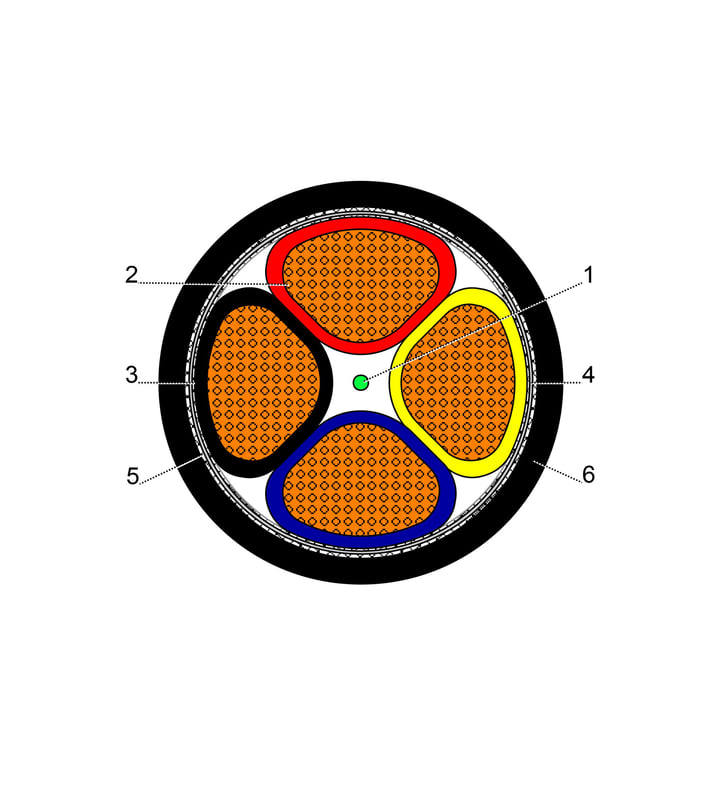 بحرة - كيبل XLPE نحاس - 4 خطوط - مقاس 50 مم - مسلح STA - أسود - 600/1000 فولت - 3