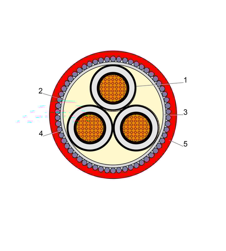 بحرة - كيبل XLPE نحاس - 3 خطوط مسلح SWA - مقاس 120 مم - 15000 فولت - 2