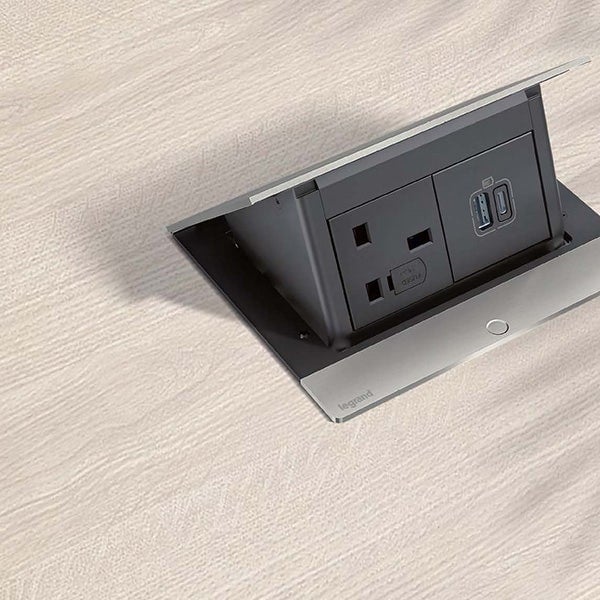 LEGRAND - Incara Pop-Up, 4 Modules, Brushed Aluminum, to Be Equipped, Furniture Integrated - 3