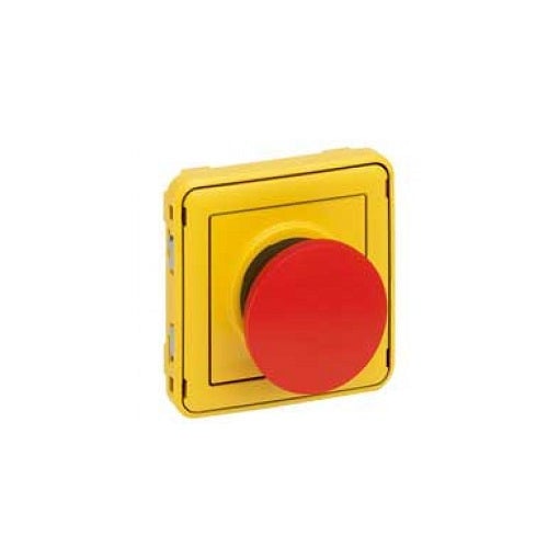 LEGRAND - Emergency Stop Button Plexo IP55, 1P, 1 N/C Contact- Modular, Grey/Yellow - 2