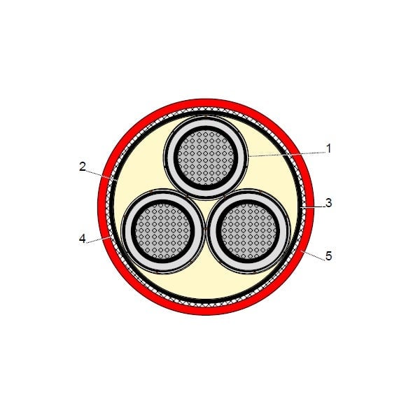 بحرة - كيبل XLPE الومينيوم - 3 خطوط - مقاس 500/35 مم - مسلح STA - جهد متوسط 15KV - CWS - 2