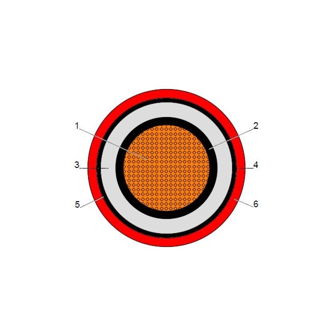 بحرة - كيبل XLPE نحاس - خط واحد - مقاس 240 مم - أحمر - 15000 فولت - 2