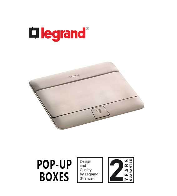 LEGRAND - Pop-Up Box to Be Equipped, 4 Modules, Brushed Stainless Steel Finish - 2