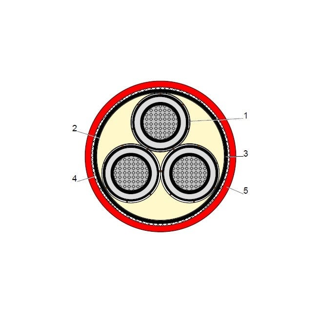 بحرة - كيبل XLPE - ألومينيوم - 35/300x3 مم - مسلح STA - جهد متوسط 15KV - 2