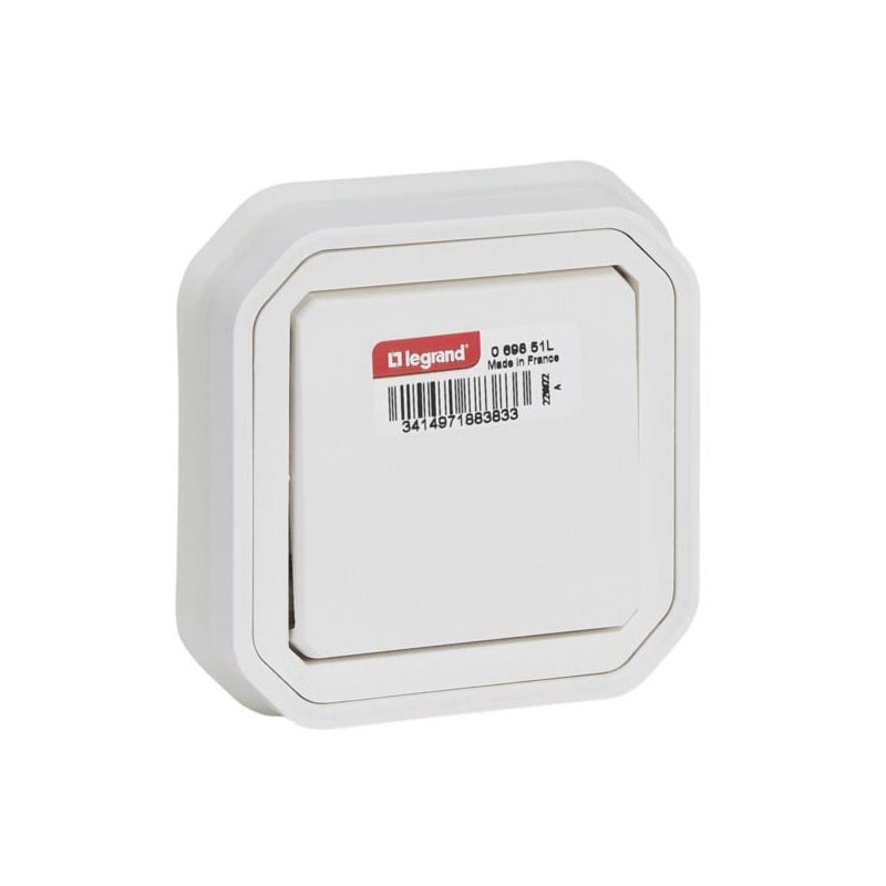 LEGRAND - Switch Plexo, IP55, 1 Gang, 2 Way, 10A, Flush Mounting, White - 3