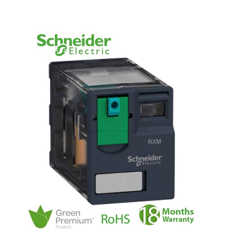 SCHNEIDER - Miniature Plug-In Relay, Zelio RXM 4 C/O 24 V DC 6 A - 2