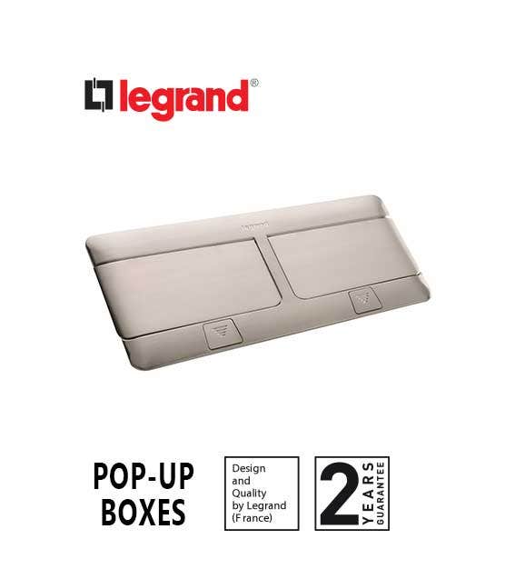 LEGRAND - Pop-Up Box to Be Equipped, 2 x 4 Modules, Brushed Stainless Steel Finish - 1