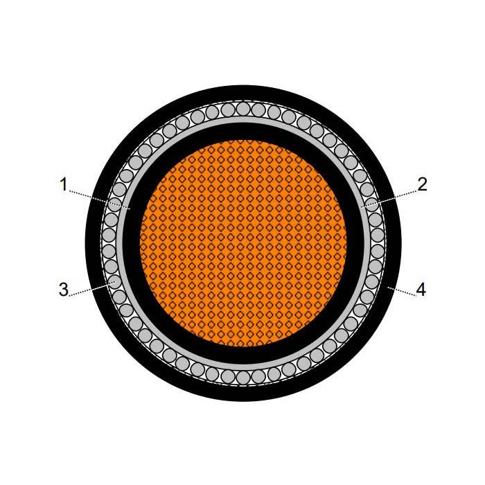 بحرة - كيبل XLPE نحاس - 1 خط - مقاس 630 مم - مسلح AWA - أسود - 600/1000 فولت - 1