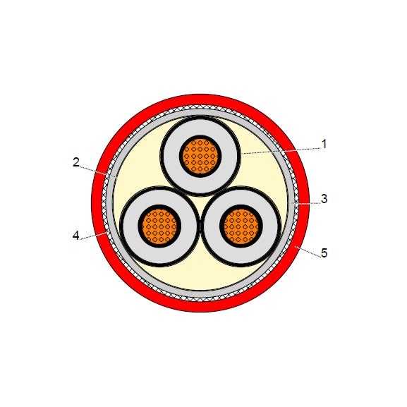 بحرة - كيبل XLPE نحاس- 3 خطوط - مقاس 50 مم - مسلح STA - جهد متوسط 15KV - 1
