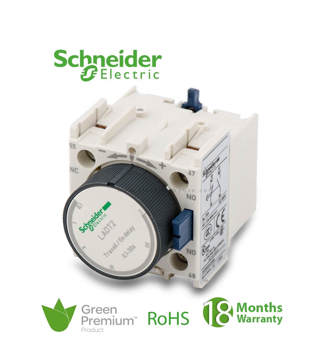 SCHNEIDER - Tesys D, Time Delay Auxiliary Contact Block, 1 No + 1 Nc Screw Clamp Terminals + U30:U35 - 1