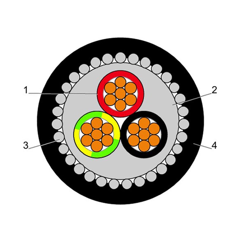 BAHRA CABLES - Power Cable Low Voltage, Cu/XLPE/SWA/PVC 1kV 2x10mm² RM + 10mm² RM, IEC 60502-1, FR-IEC 60332-1 - 1