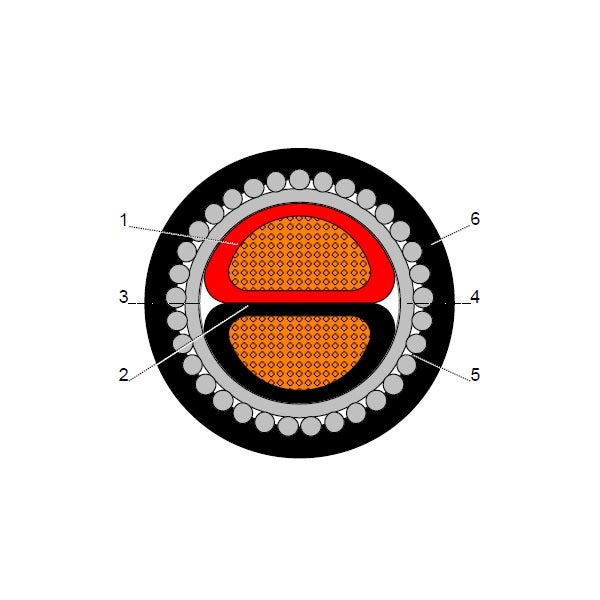 بحرة - كيبل XLPE نحاس - 2 خط - مقاس 50 مم - مسلح SWA - أسود - 600/1000 فولت - 1