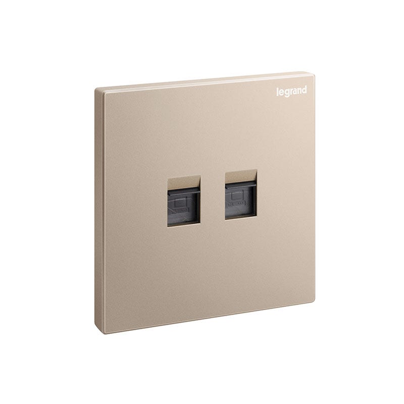 LEGRAND - Double RJ45 Socket Outlet Galion, Cat. 6 UTP, 1 Gang, Rose Gold - 1