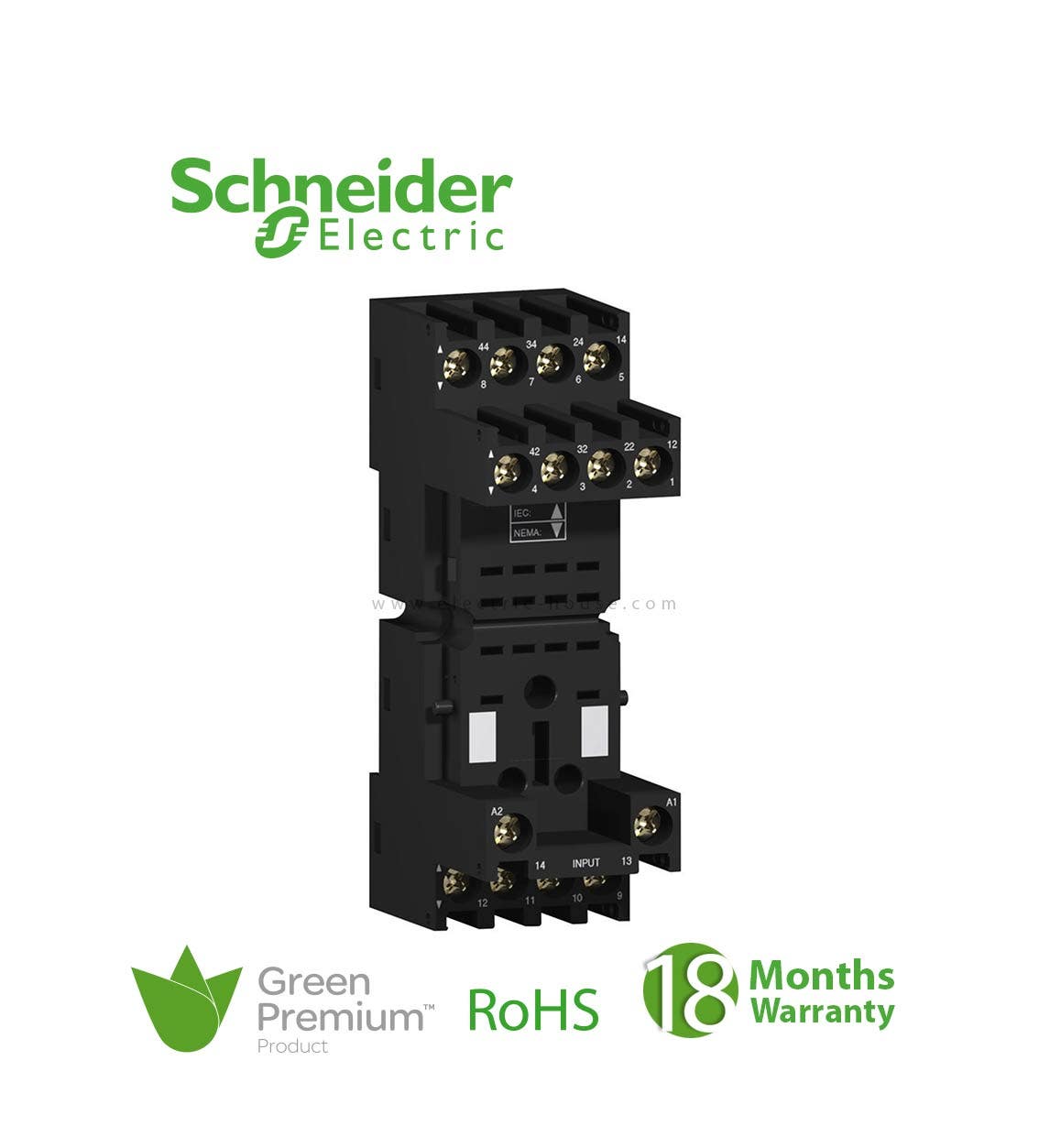 SCHNEIDER - 10A Relay Output, 250V, Screw Clamp, For Relay RXM2, RXM4 - 1