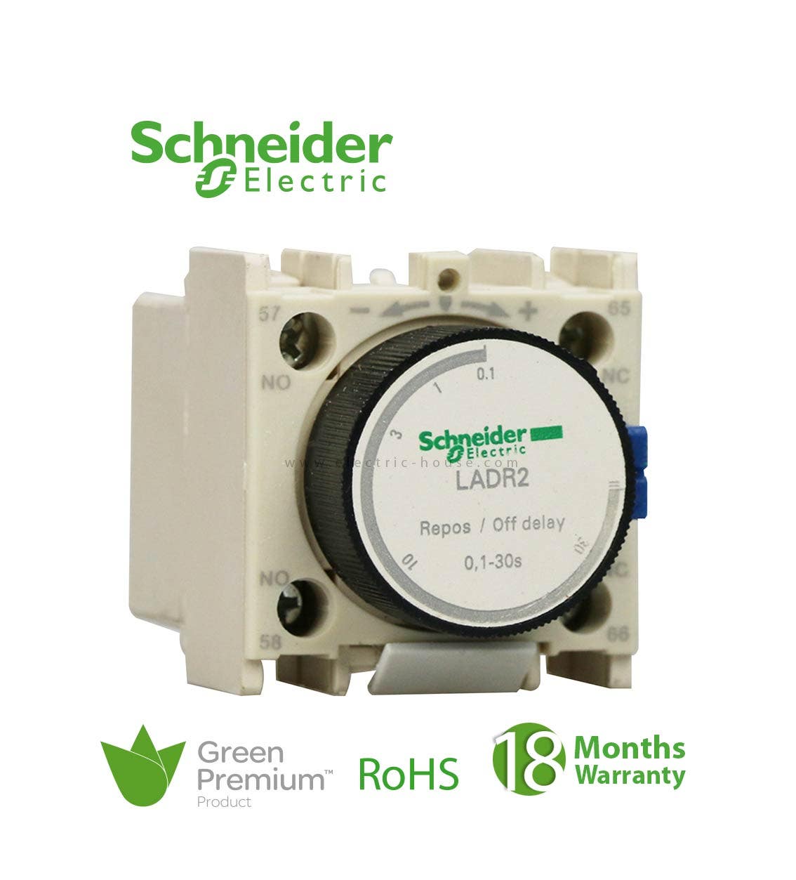 SCHNEIDER - Tesys D, Time Delay Auxiliary Contact Block, 1 No + 1 Nc Screw Clamp Terminals, Off Delay 0.1-30 S - 1