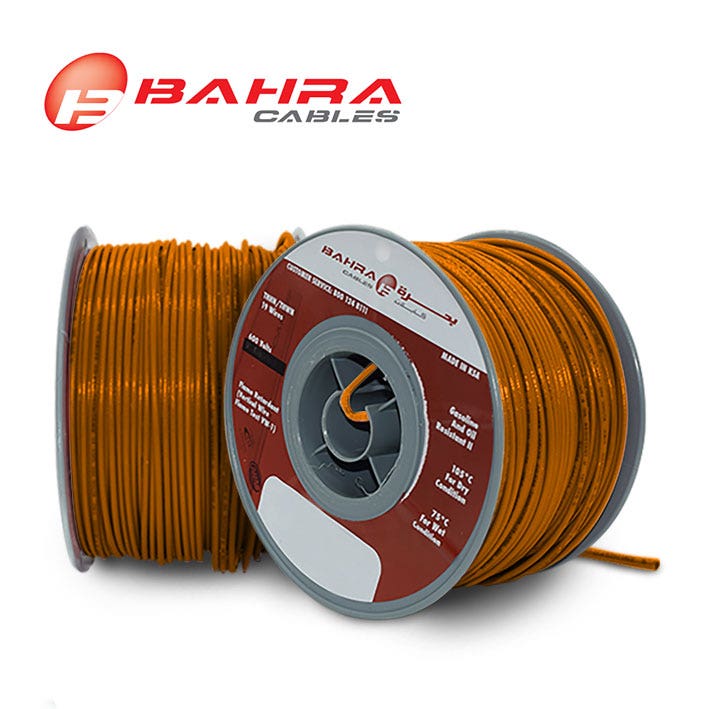 بحرة - سلك كهربائي نحاس - المواصفات الأمريكية - THHN - مقاس 16 AWG - برتقالي - 600 فولت - 152.44 متر - 1