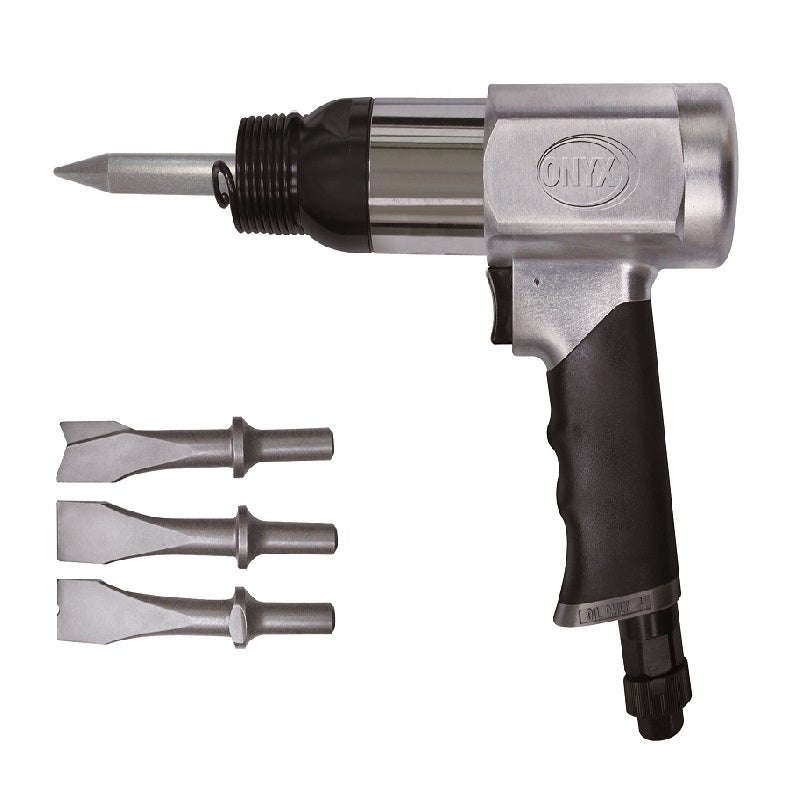 أسترو - مطرقة هوائية ذات أسطوانة طويلة شديدة التحمل من أونيكس مع 4 قطع من الأزاميل - 250 مم - 1