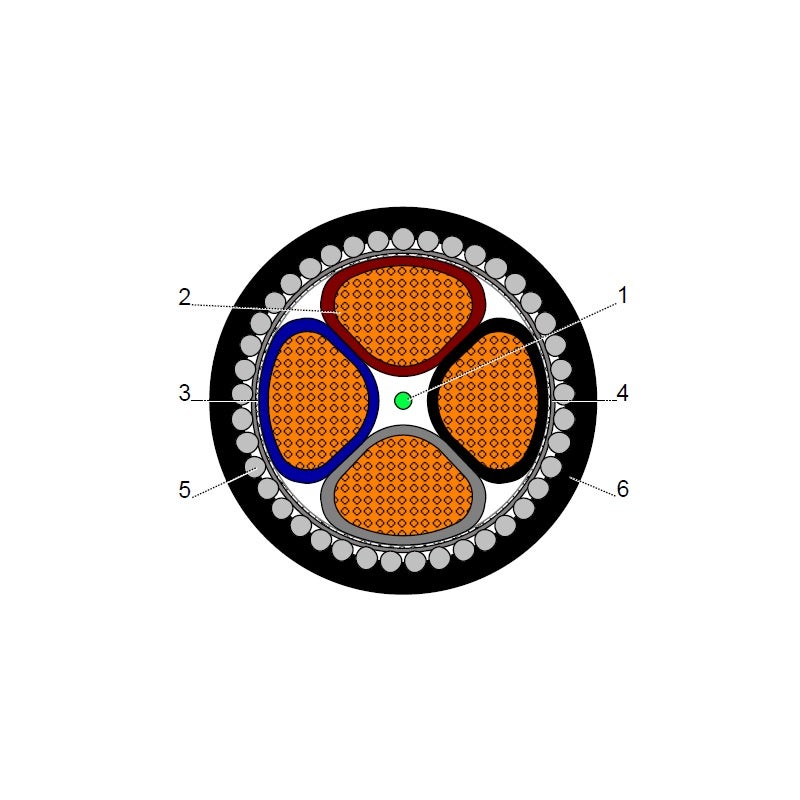 بحرة - كيبل XLPE نحاس - 4 خطوط - مقاس 70 مم - مسلح SWA - أسود - 600/1000 فولت - MDPE - 1