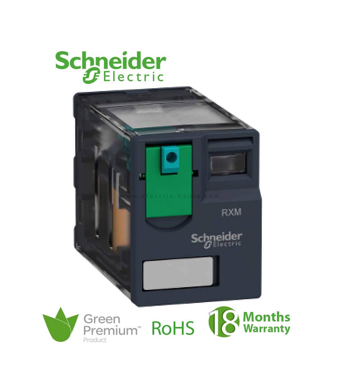 SCHNEIDER - Miniature Plug-In Relay, Zelio RXM 4 C/O 12 V DC 6 A - 1