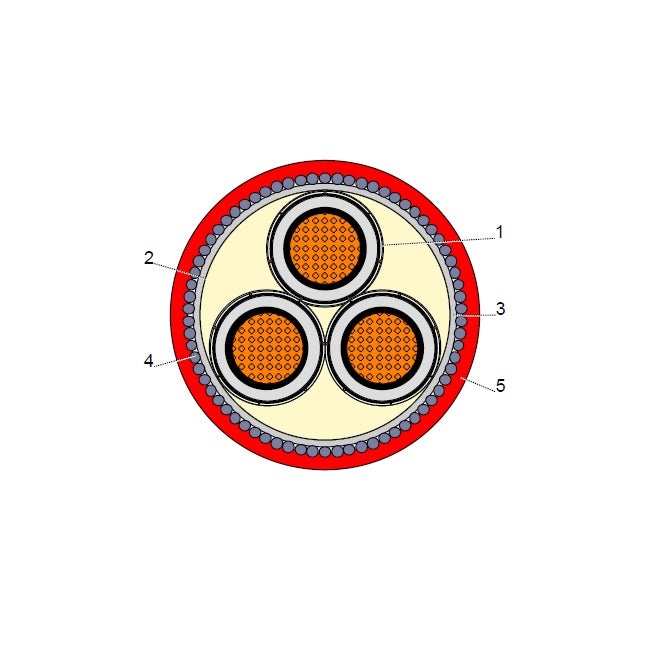 بحرة - كيبل XLPE نحاس - 3x300/25 - مسلح SWA - جهد متوسط 15KV - CWS IEC 60502-2 FR-IEC 60332-1 - 1