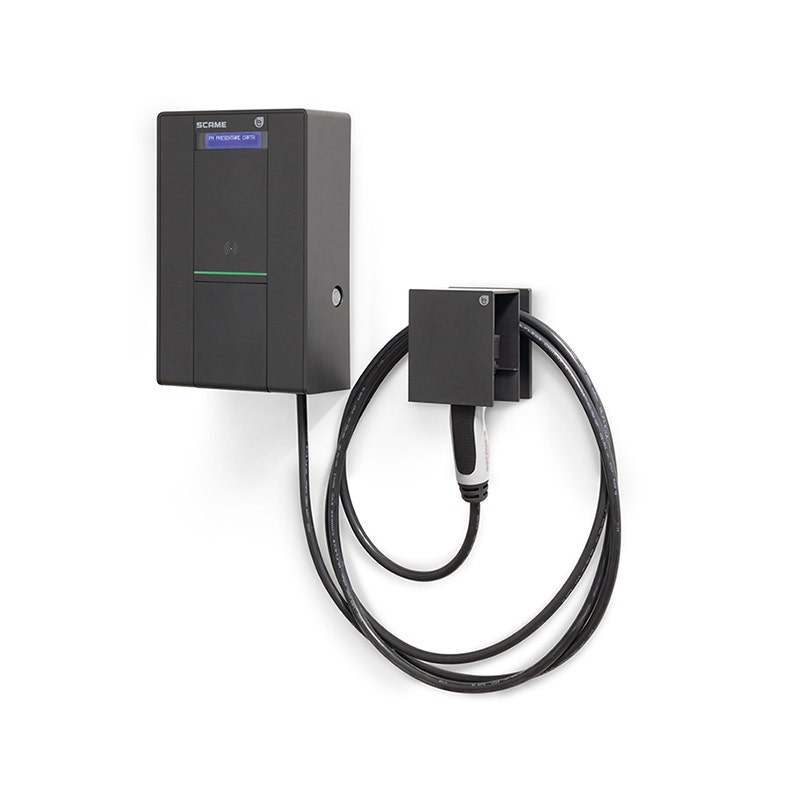 سكامي - كابل حائط + مقبس نوع 2، 3P + N + E، 32A، 400V، 22kW، IP55، IK10، نوع 2، 5م، OCPP 1.6 JSON، إيثرنت، واي فاي، GSM - 1