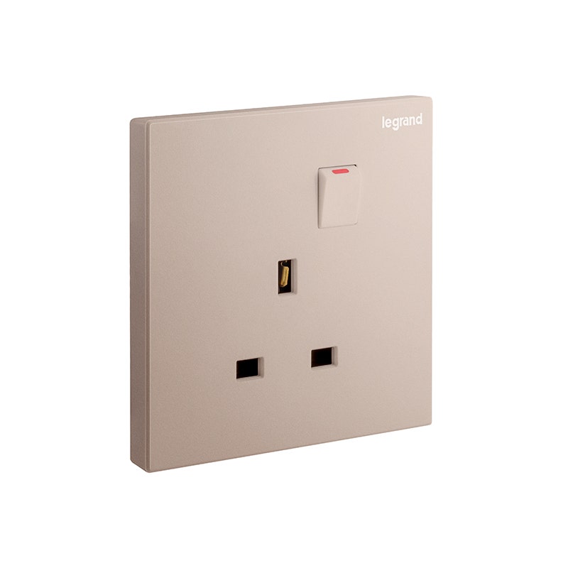 LEGRAND - Double Pole Socket Galion, BS, 1 Gang, Switched, 13A, 250V, Rose Gold - 1