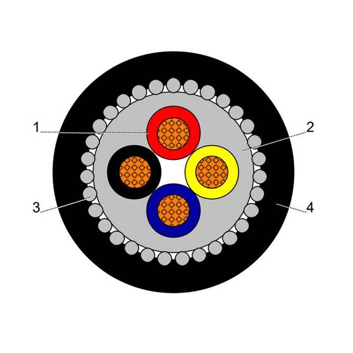 بحرة - كيبل XLPE نحاس - 4 خط - مقاس 2.5 مم - مسلح SWA - أسود - 600/1000 فولت - 1