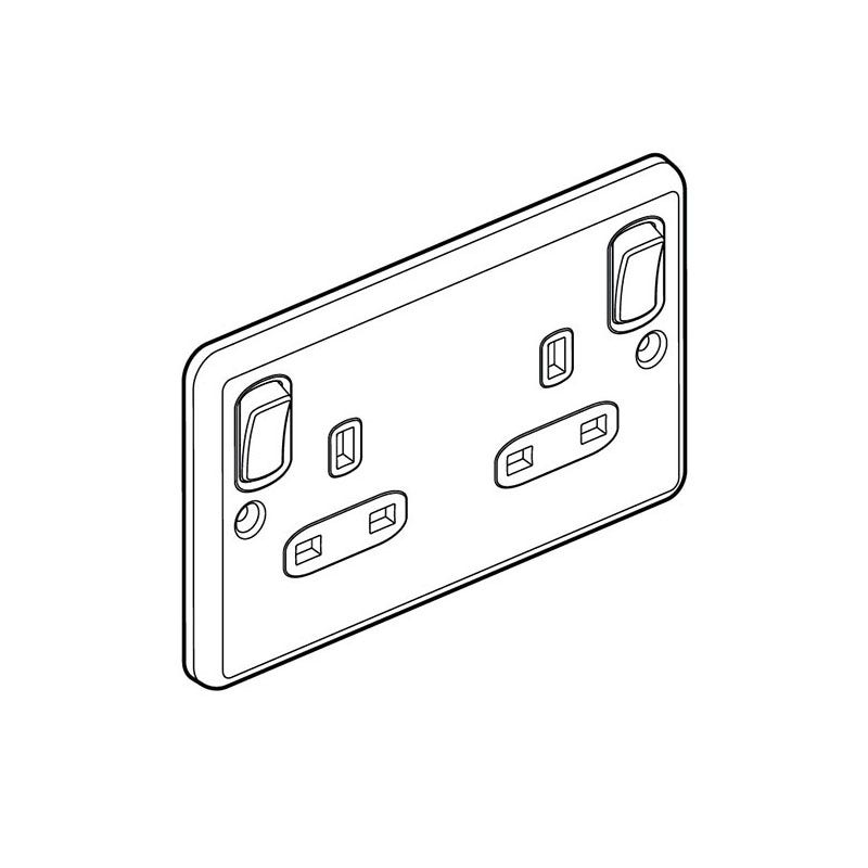 LEGRAND - Double Pole Socket Synergy Authentic, BS, 2 Gang Switched, 13A, 250V, Inboard Rocker + Clean Earth, Glossy Gold - 1