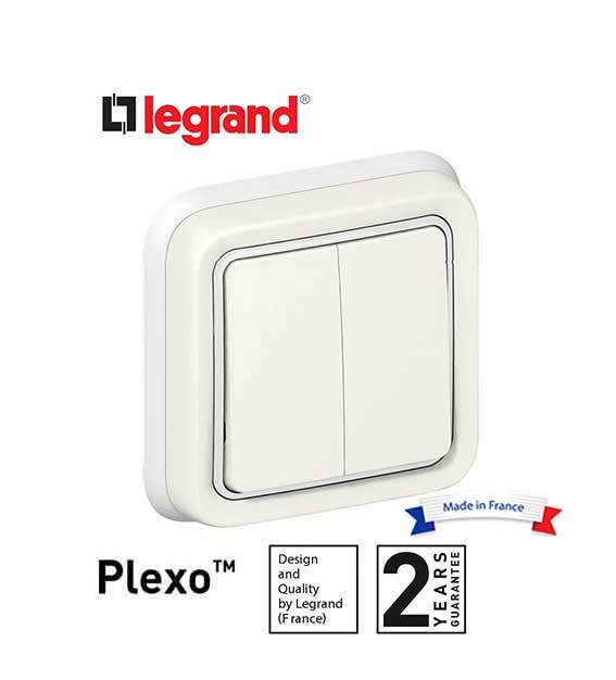 LEGRAND - Switch Plexo IP55, 2 Gang 2-Way, 10 AX, 250 V~, Flush Mounting, White - 1