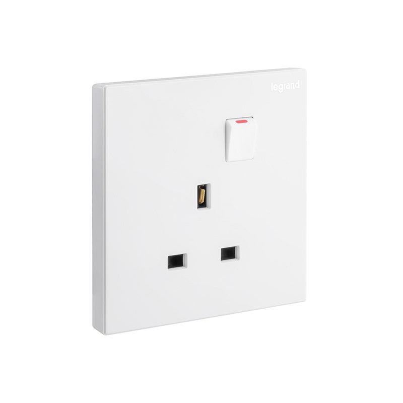 LEGRAND - Double Pole Socket Galion, BS, 1 Gang, Switched, 13A, 250V, White - 1