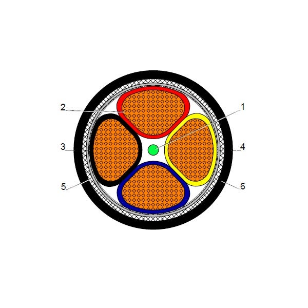 بحرة - كيبل XLPE نحاس - 4 خطوط - مقاس 120 مم - مسلح STA - أسود - 600/1000 فولت - 1